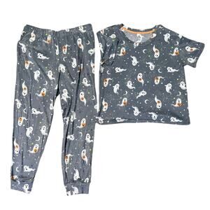 Way to Celebrate Gray Halloween Ghosts Pajama Set Women’s Size Medium